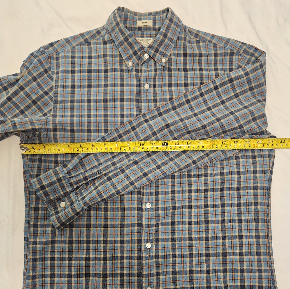 J. Crew Blue and Brown Casual Button Down Shirt